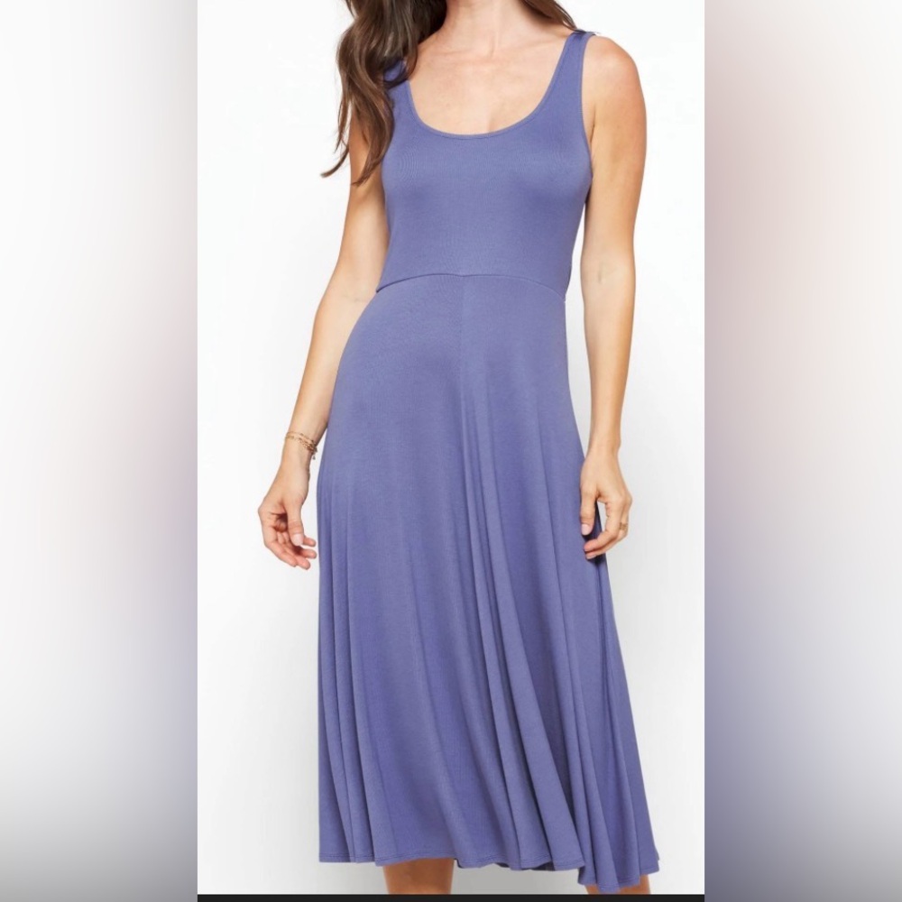 Marine Layer Lexi Rib Fit‎ Flare Midi Dress Blue XL